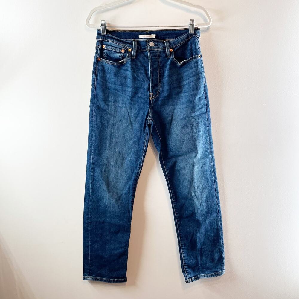 Levi's Wedgie Straight High Rise Ankle Jeans Dark Wash Blue